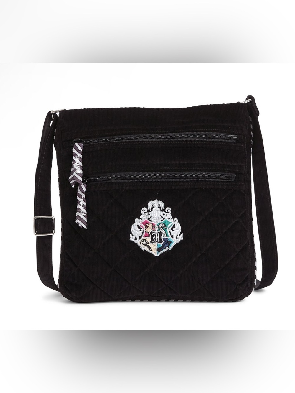 Vera Bradley Harry Potter Hogwarts 3 Zip Hipster Crossbody Bag Black Corduroy